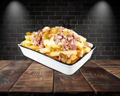 Frites cheddar lardon